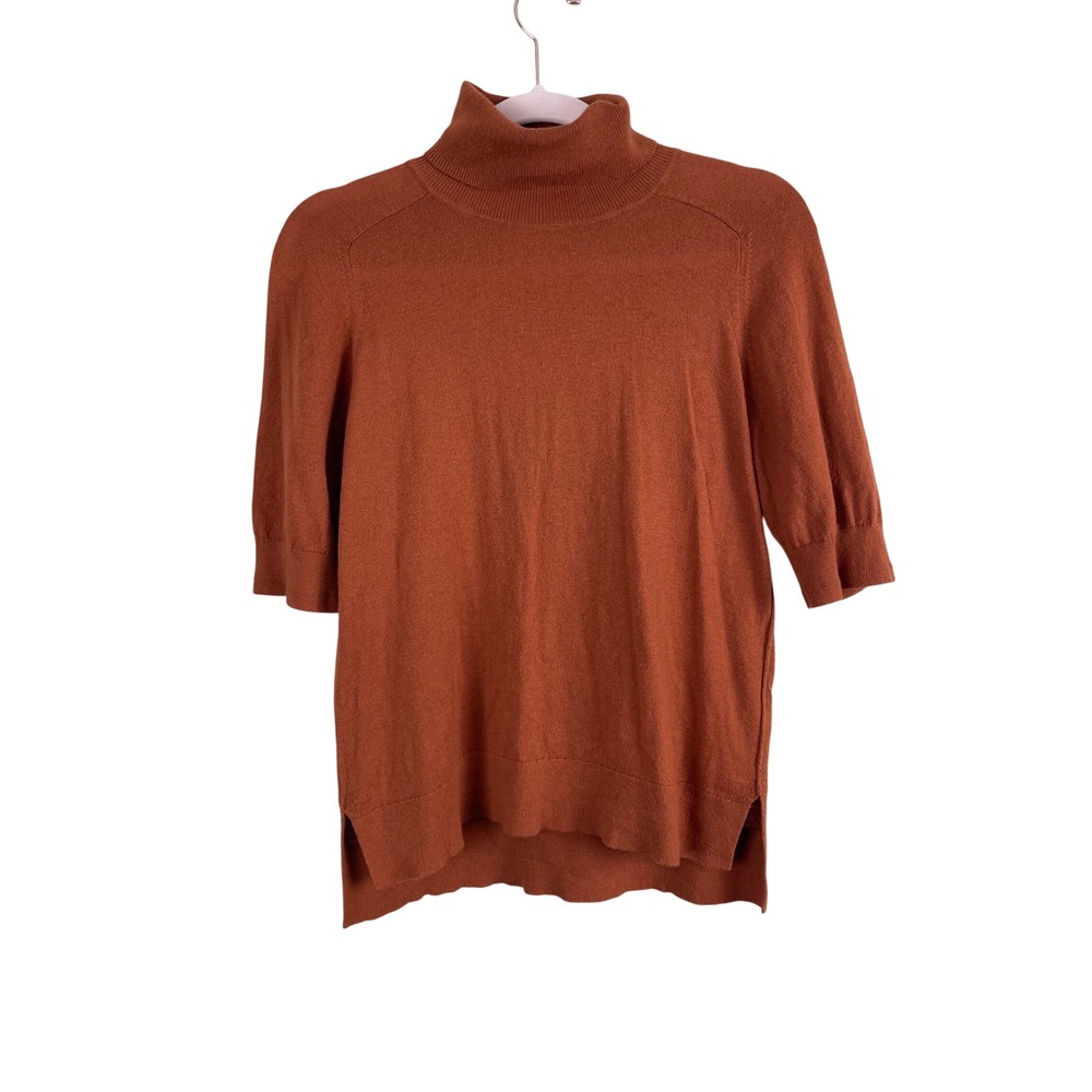 Everlane Rust Orange Wool Cotton Short Sleeve Turtleneck Sweater Small F-SWTR